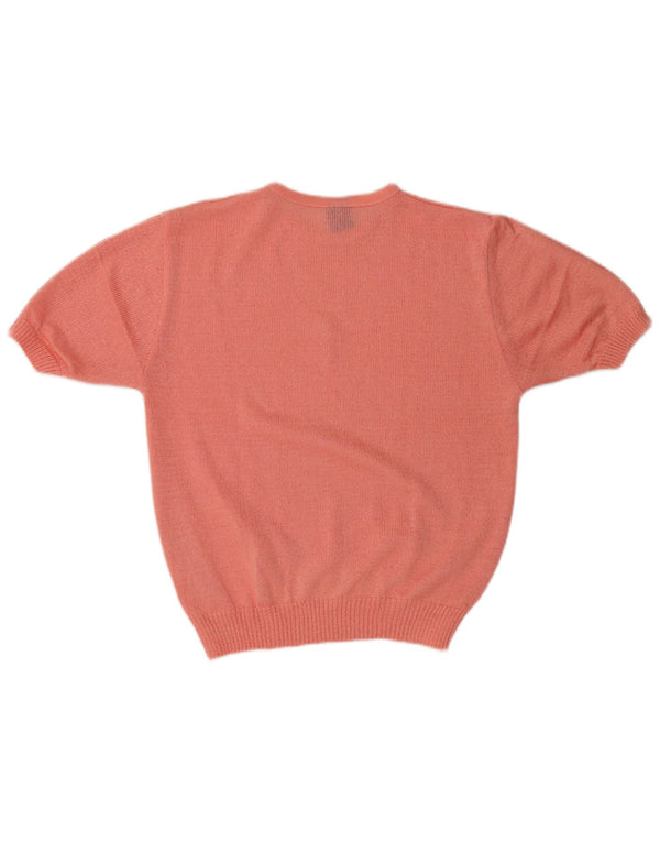 Vintage Dame Kortærmet Bluse Top IT 44 Medium Pink Akryl