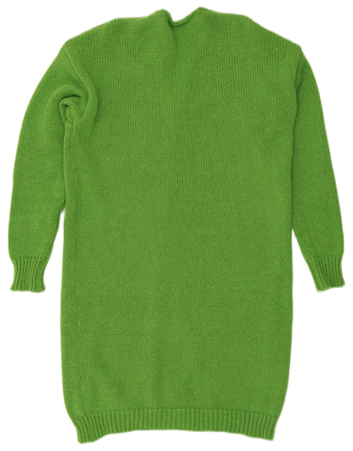 Maglione cardigan aperto con linea lunga da donna vintage UK 14 Poliestere verde medio