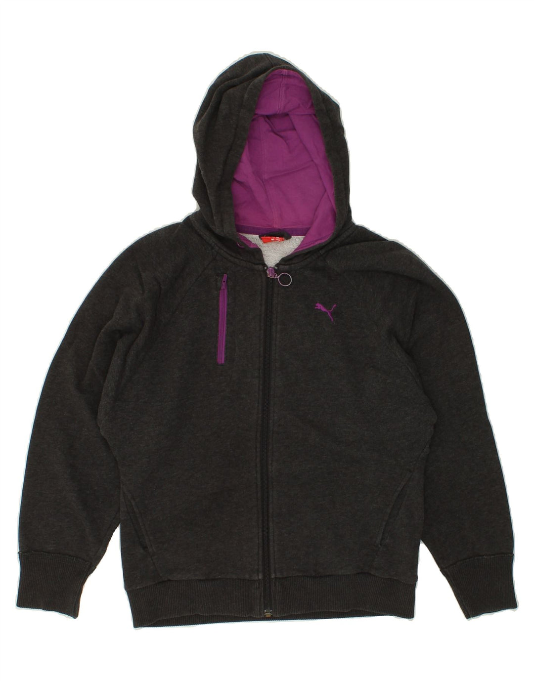 PUMA Boys Zip Hoodie Sweater 11-12 Years Grey Vintage Puma and Second-Hand Puma from Messina Hembry 