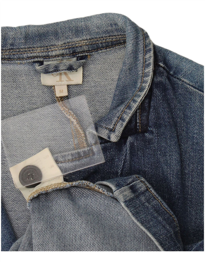 Calvin Klein Dame 2 Button Denim Blazer Jacket UK 12 Medium Blue Bomuld