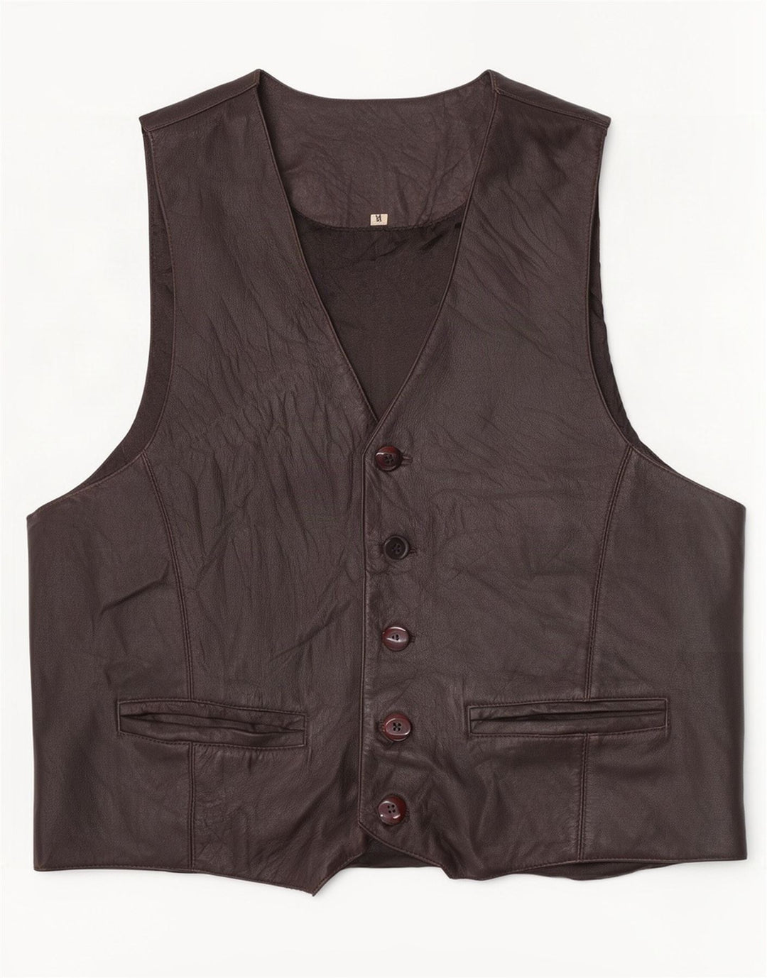 Chaleco de cuero vintage para hombre marrón medio