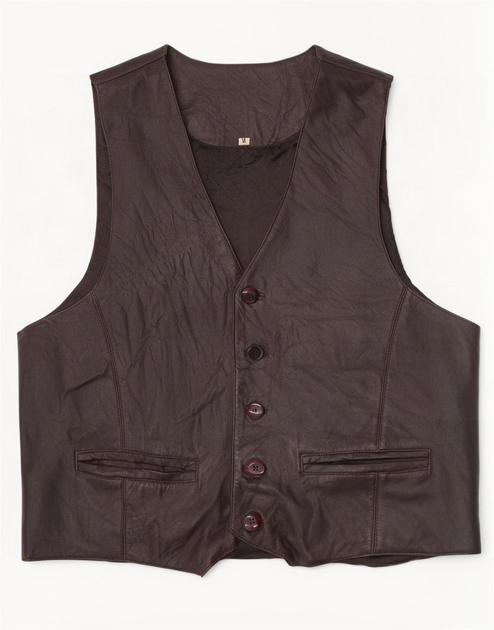 Chaleco de cuero vintage para hombre marrón medio