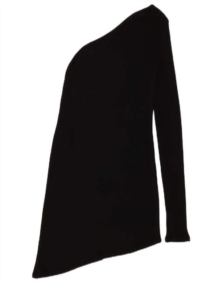 Zara Womens Asymmetric One Shoulder Top UK 12 Medium Black Viscose