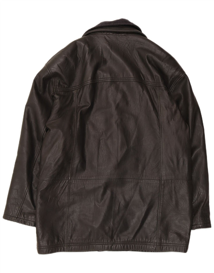 Trapper Mens Leather Jacket EU 52 XL Black Leather