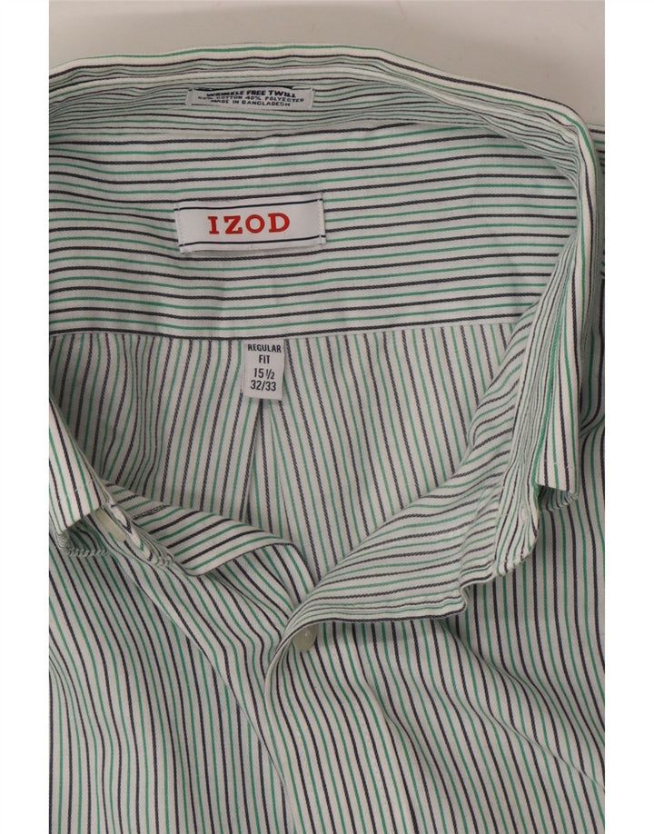 IZOD Mens Regular Fit Shirt Size 15 1/2 Medium Green Striped Cotton Vintage Izod and Second-Hand Izod from Messina Hembry 