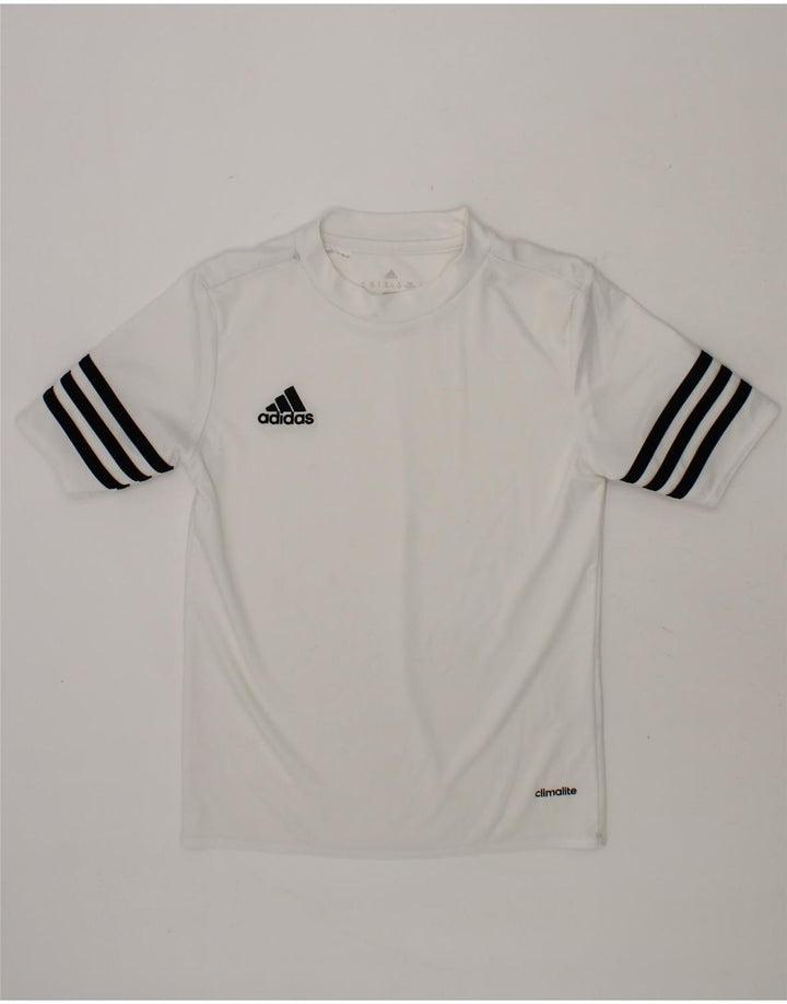 ADIDAS Boys Climalite T-Shirt Top 7-8 Years Small White Vintage Adidas and Second-Hand Adidas from Messina Hembry 