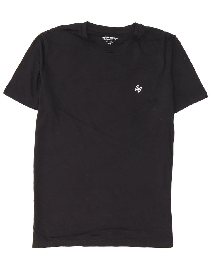 JACK & JONES Mens T-Shirt Top Medium Black Cotton Vintage Jack & Jones and Second-Hand Jack & Jones from Messina Hembry 