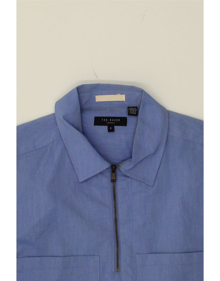 TED BAKER Womens Loose Fit Pullover Shirt Size 2 Small Blue Cotton Vintage Ted Baker and Second-Hand Ted Baker from Messina Hembry 