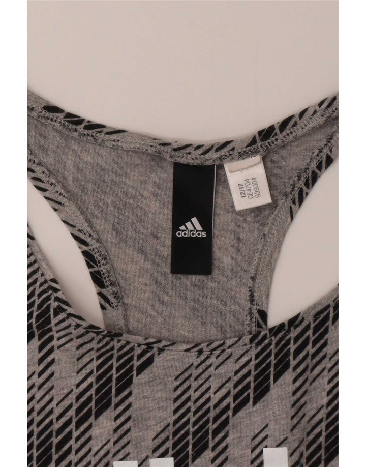 Canotta grafica da donna Adidas UK 12 Grigio medio geometrico