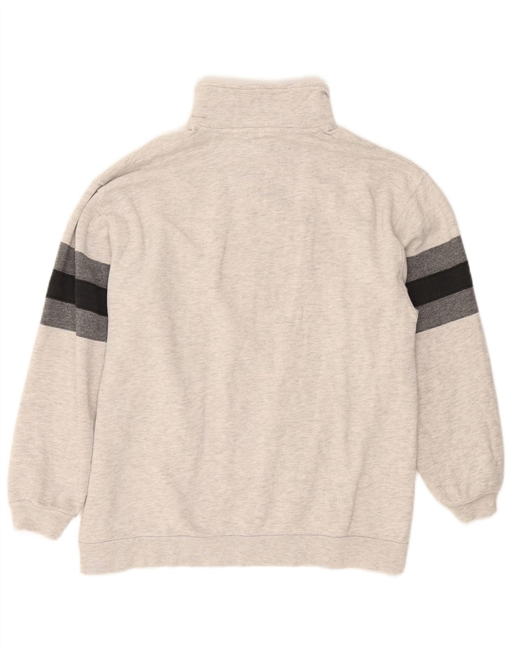 CHAMPION Mens Zip Neck Graphic Sweatshirt Jumper Small Grey Colourblock