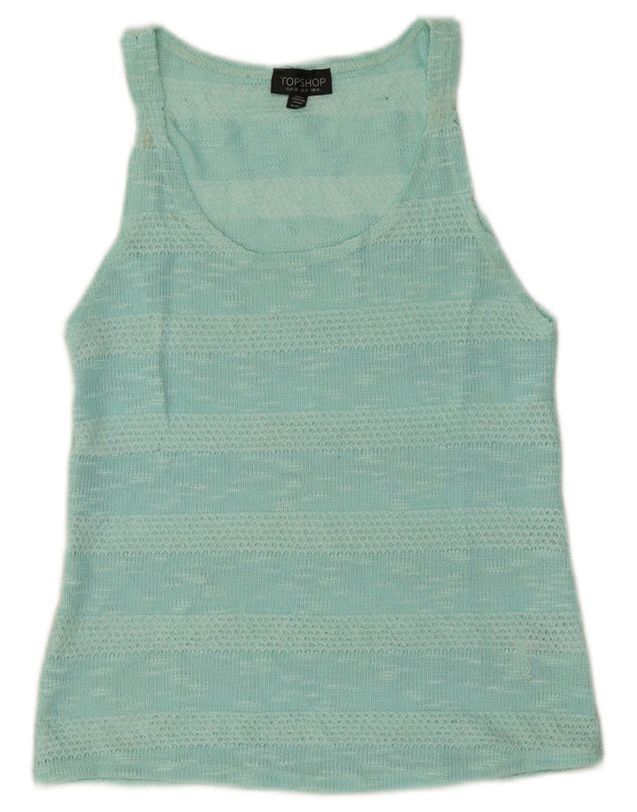 Topshop Damen-Trägershirt, UK-Größe 36, Größe S, Türkis, gestreift, Polyester