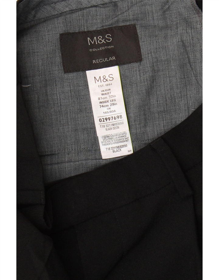 Marks & Spencer Mens Pegged Suit Trousers W32 L29 Black Polyester