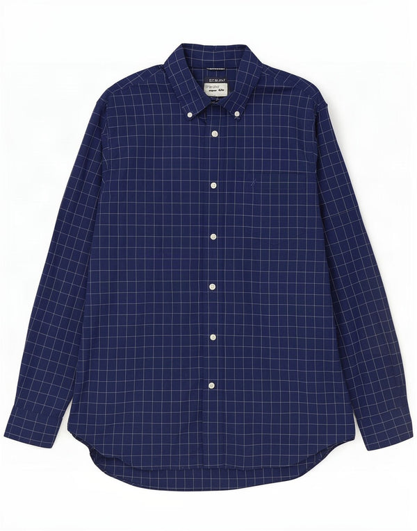 Camisa masculina Nautica grande algodão xadrez azul marinho