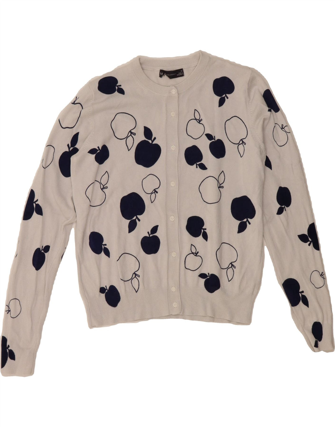 MARKS & SPENCER Womens Crop Cardigan Sweater UK 14 Large Grey Vintage Marks & Spencer and Second-Hand Marks & Spencer from Messina Hembry 