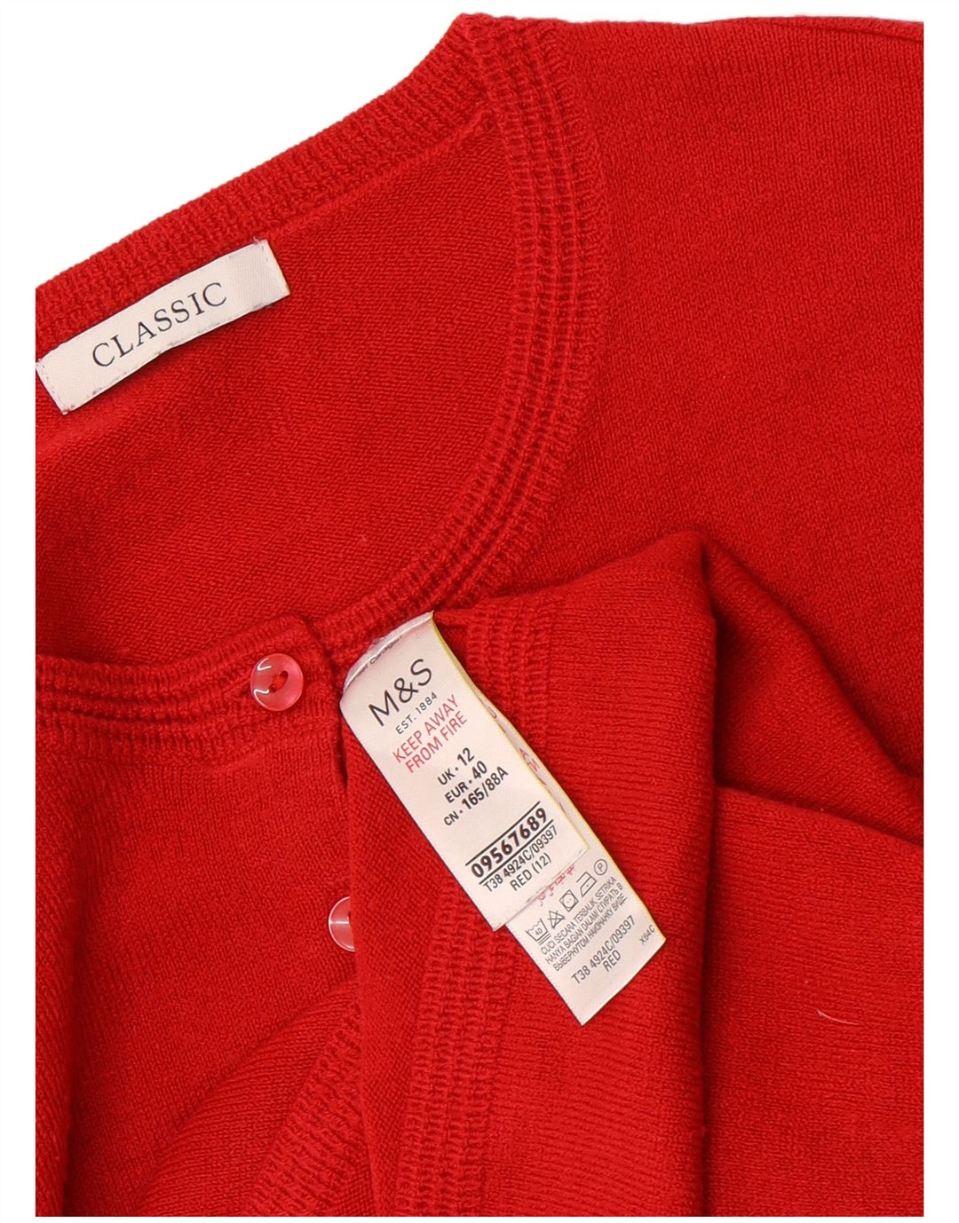 Marks & Spencer Womens Classic Fit Cardigan Sweater UK 12 Medium Red