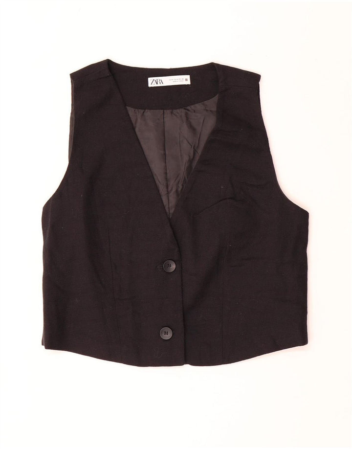 Zara Womens Waistcoat UK 10 Small Black