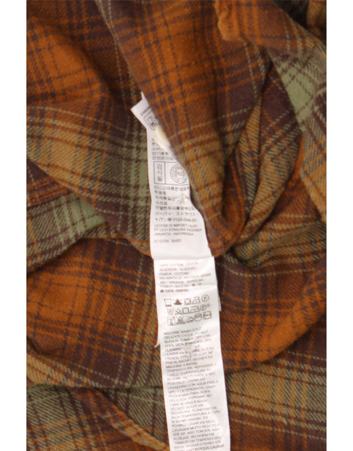 Levi's Mens Flannel Shirt Medium Brown Plaid Cotton