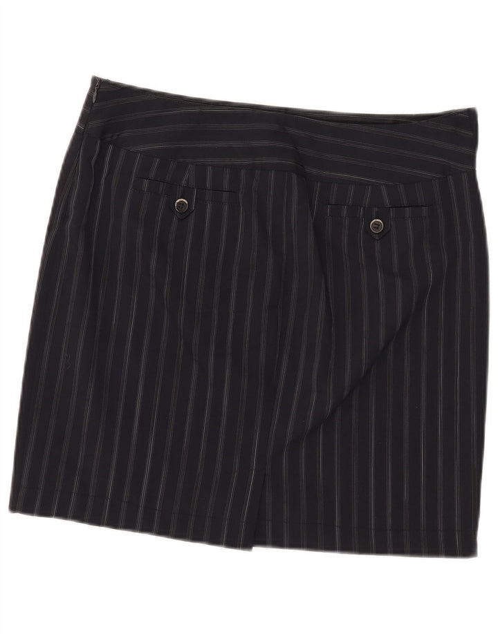 Marella Womens Mini Skirt UK 12 Medium W32 Navy Blue Pinstripe Polyester