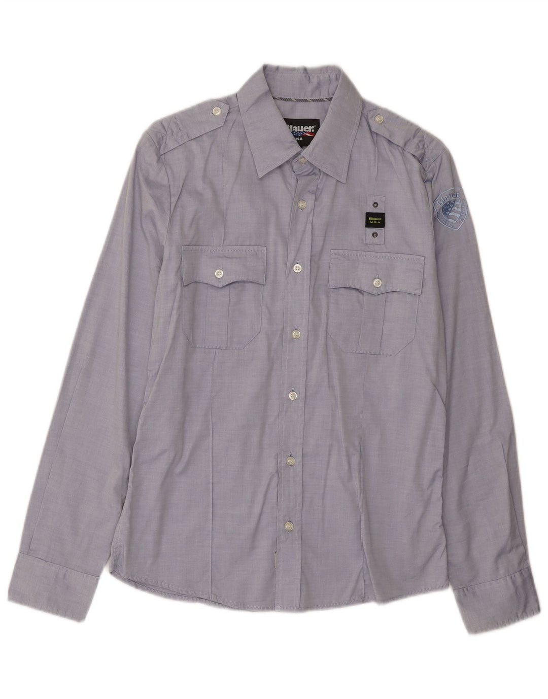 Camicia Militare Uomo Blauer Cotone Blu Medio