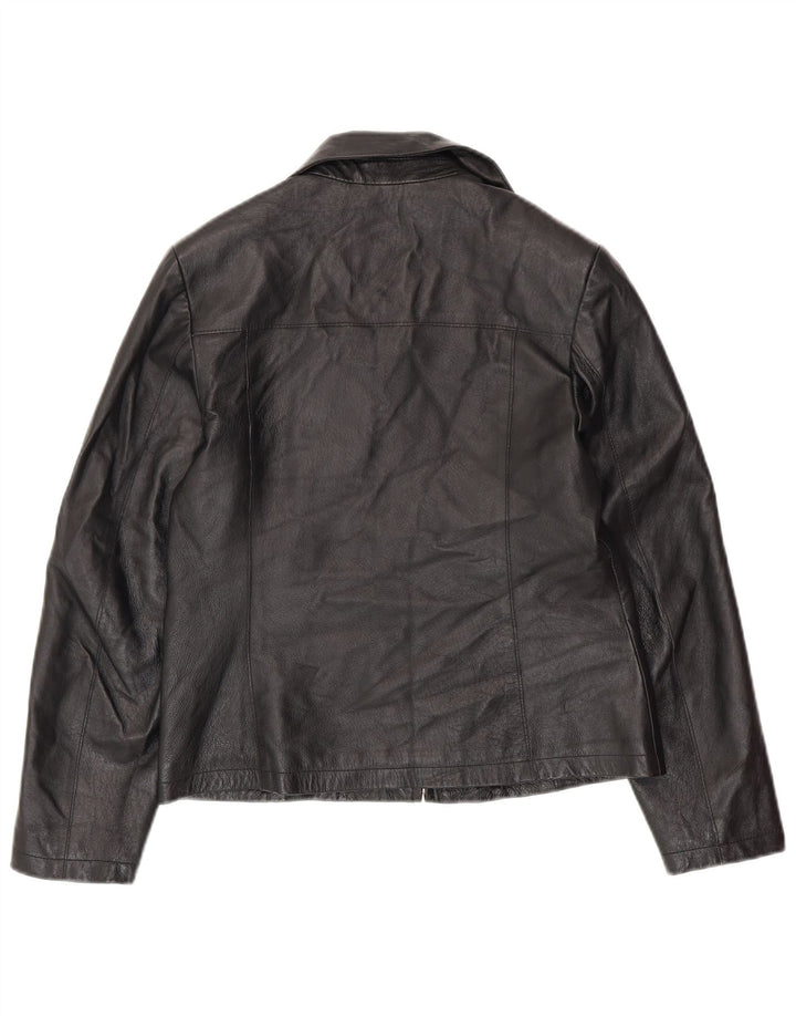 PRIVATE Womens Leather Jacket IT 44 Medium Black Leather