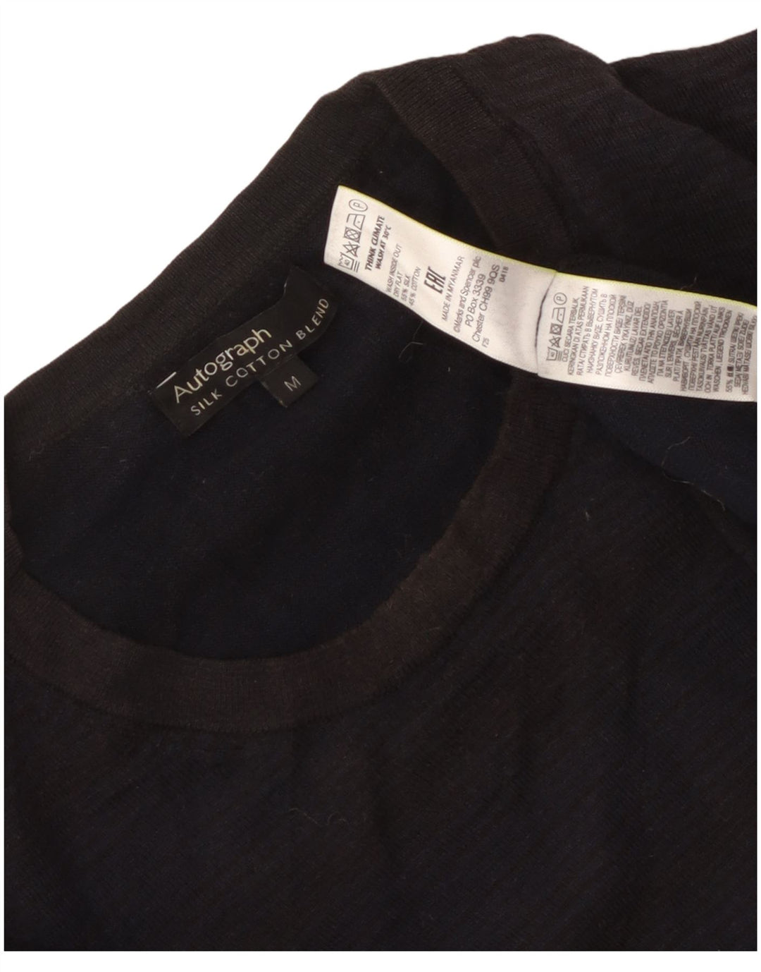 Maglione maglione girocollo autografo da uomo Marks & Spencer blu navy medio