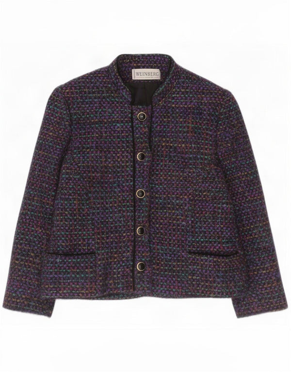 Giacca blazer a 5 bottoni da donna Weinberg UK 10 piccola multicolore chiazzata