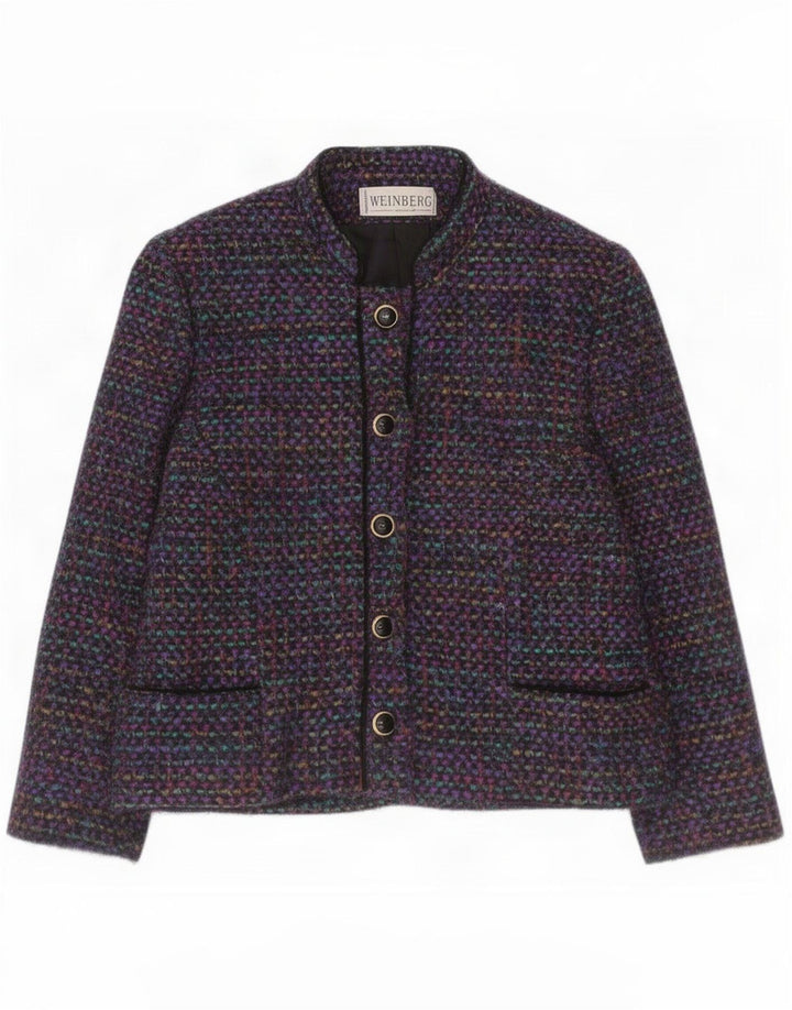 Jaqueta blazer feminina Weinberg com 5 botões Reino Unido 10 pequena multicolorida manchada
