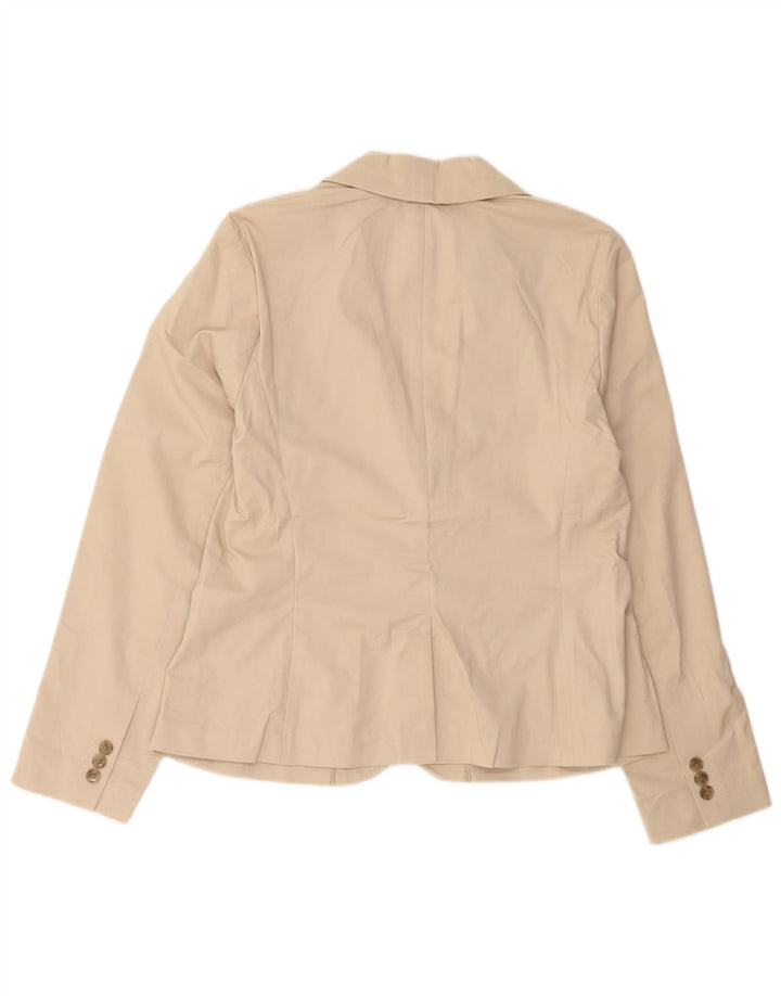 EDDIE BAUER Damen 2-Knopf-Blazerjacke US 10 Large Beige Baumwolle
