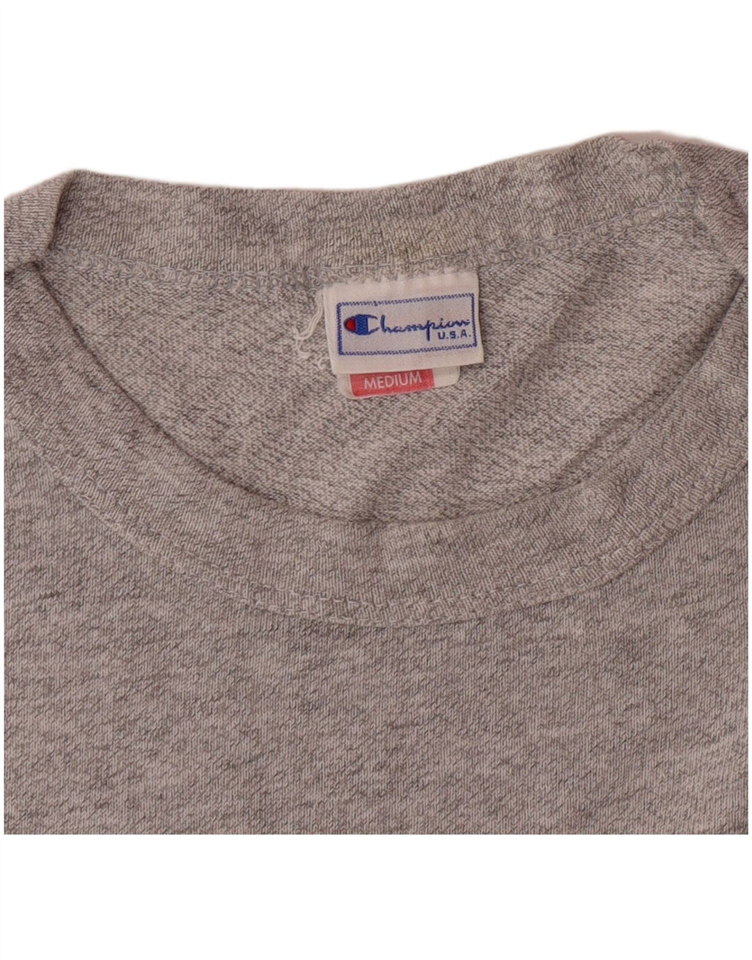 CHAMPION Mens Graphic T-Shirt Top Medium Grey Flecked Cotton