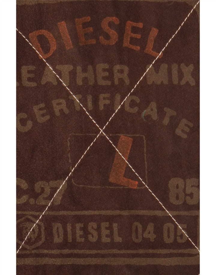 Diesel Herre Vendbar jakke UK 40 Large Brown Plaid Læder
