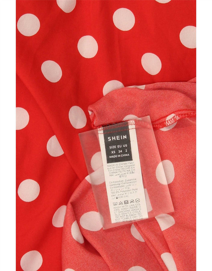 Shein Womens Flared Skirt XS W24 Red Polka Dot Polyester