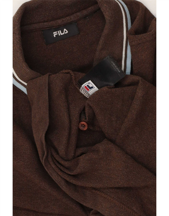 Polo da uomo Fila Large in cotone marrone