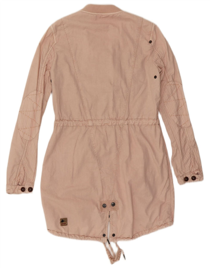 KHUJO Womens Parka Jacket UK 10 Small Pink Check Cotton