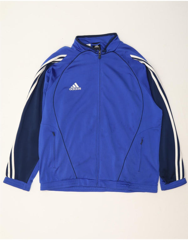Adidas Mens Tracksuit Top Jacket UK 44/46 Large Blue Colourblock Polyester