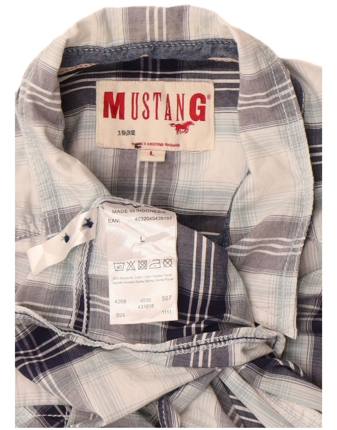 Camicia da uomo Mustang Large in cotone a quadri multicolore
