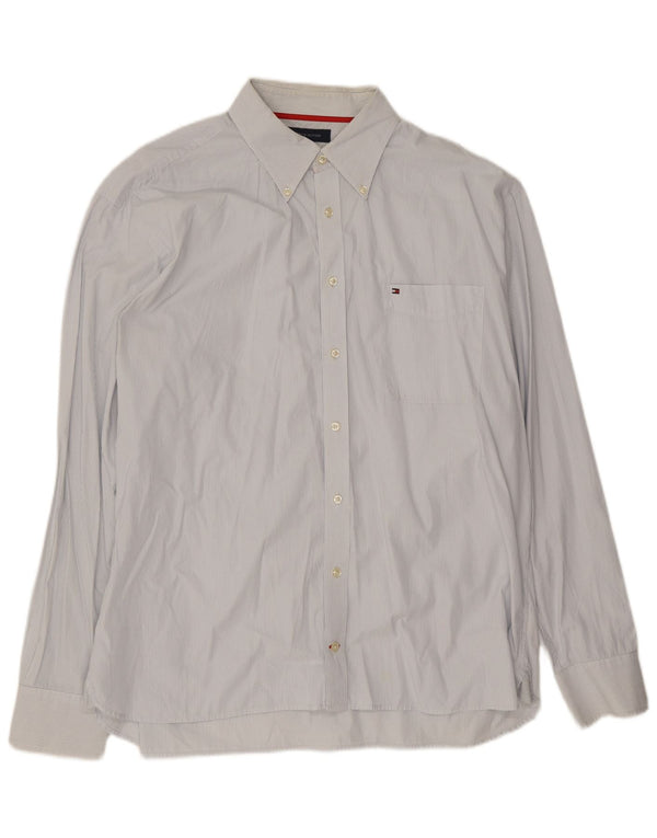 Camicia da uomo Tommy Hilfiger 2XL cotone gessato blu
