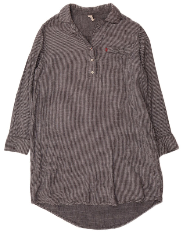 Abito camicia pullover da donna Levi's UK 16 Grande cotone gessato grigio