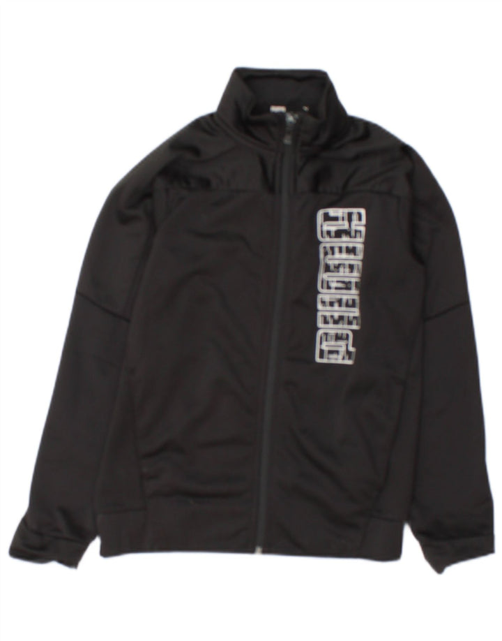 Puma Girls Graphic Tracksuit Top Jacket 9-10 Years Black Polyester
