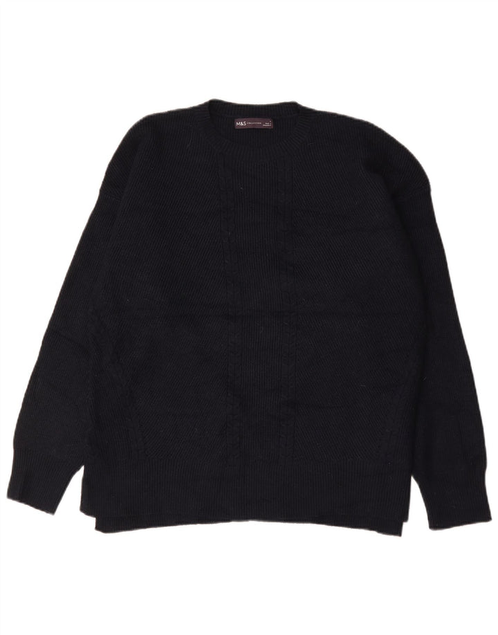 Marks & Spencer Mens Crew Neck Jumper Sweater Large Navy Blue Viscose