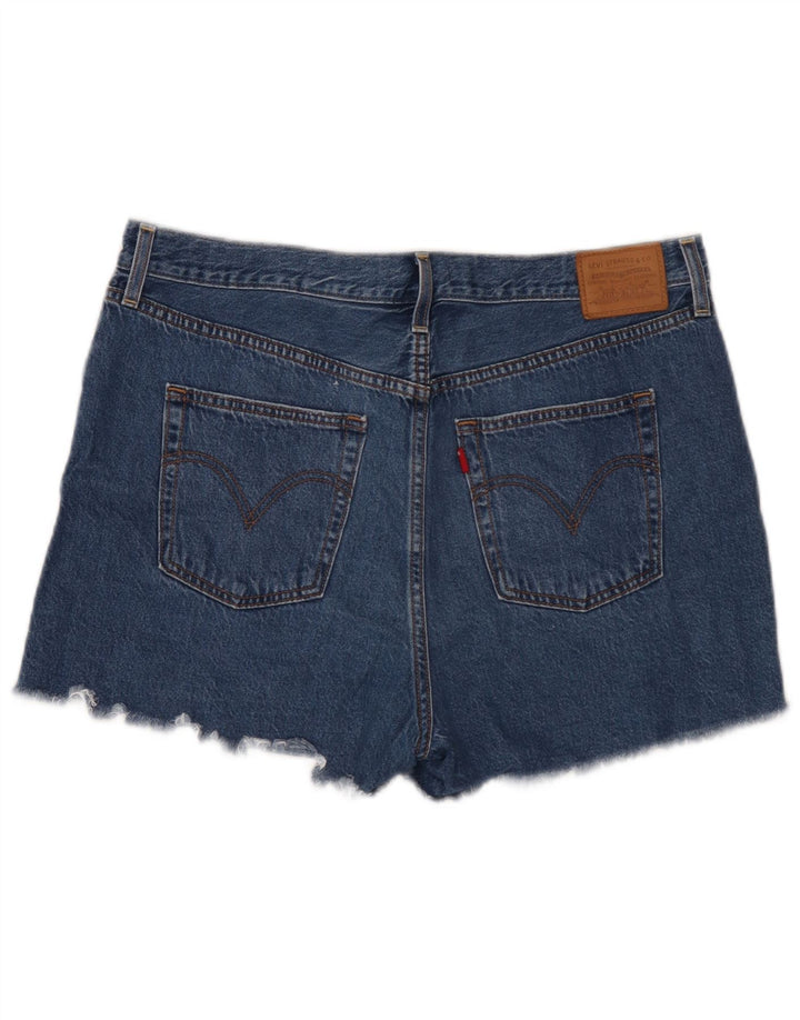 Levi's Womens Ribcage Distressed Denim Shorts W34 Large Blue