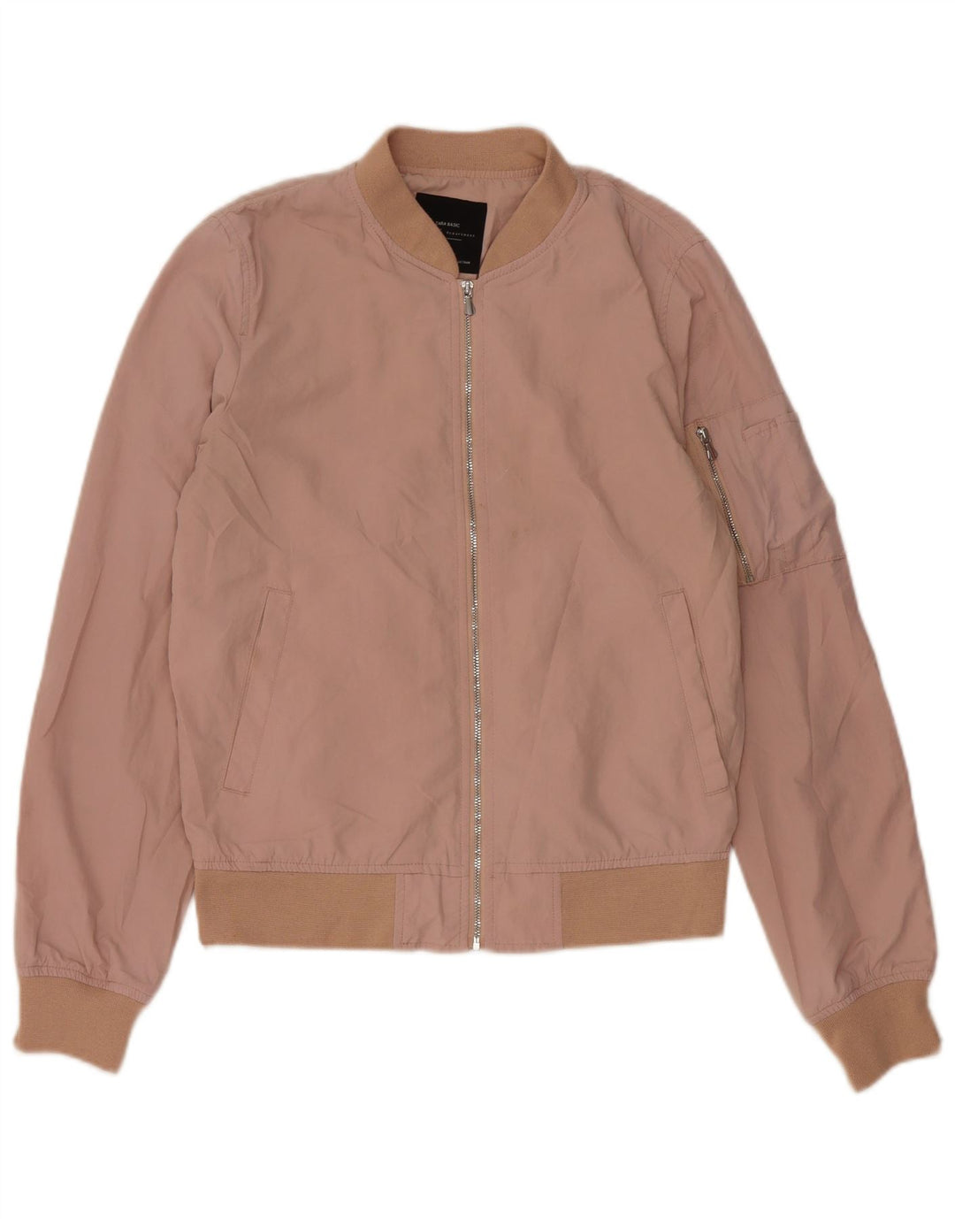 Zara Womens Oversized Bomber Jacket UK 6 XS Pink Polyester