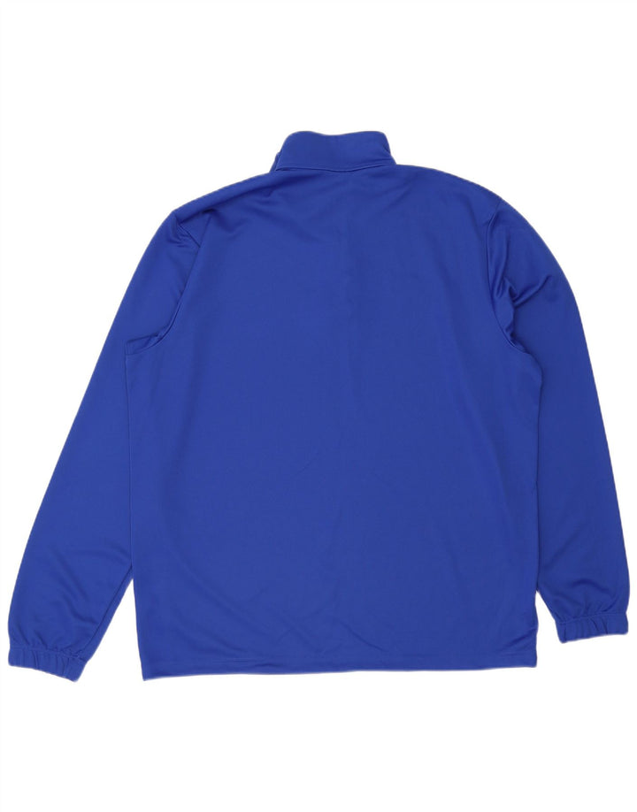 Adidas Womens Climalite Graphic Zip Neck Top Long Sleeve XL Blue Polyester