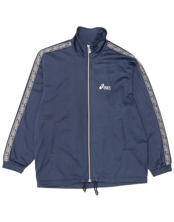 Asics Mens Graphic Tracksuit Top Jacket Medium Navy Blue