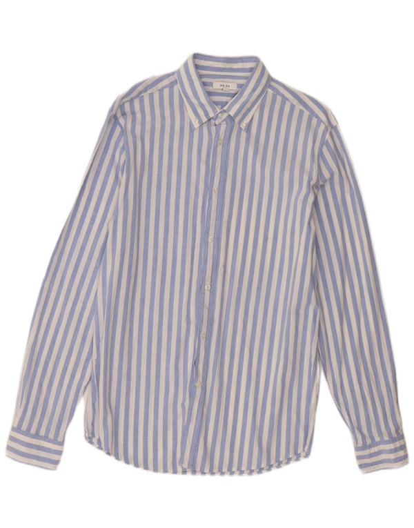 Reiss Mens Shirt Large Blue Striped Cotton
