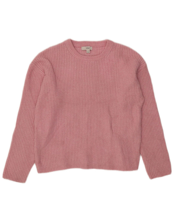 Maglione maglione con scollo a barca da donna Marks & Spencer UK 14 Poliestere rosa medio