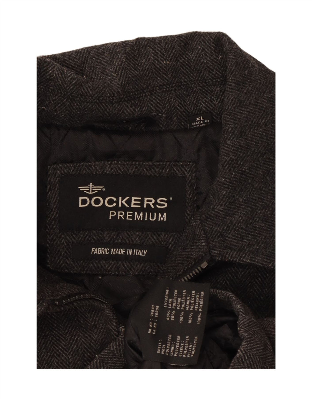 Dockers Mens Bomber Jacket UK 42 XL Grey Herringbone Wool
