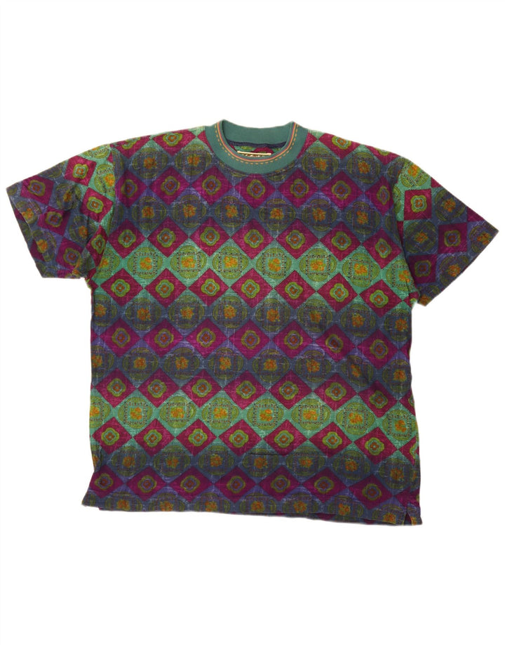 Vintage Mens Graphic T-Shirt Top Large Multicoloured Geometric