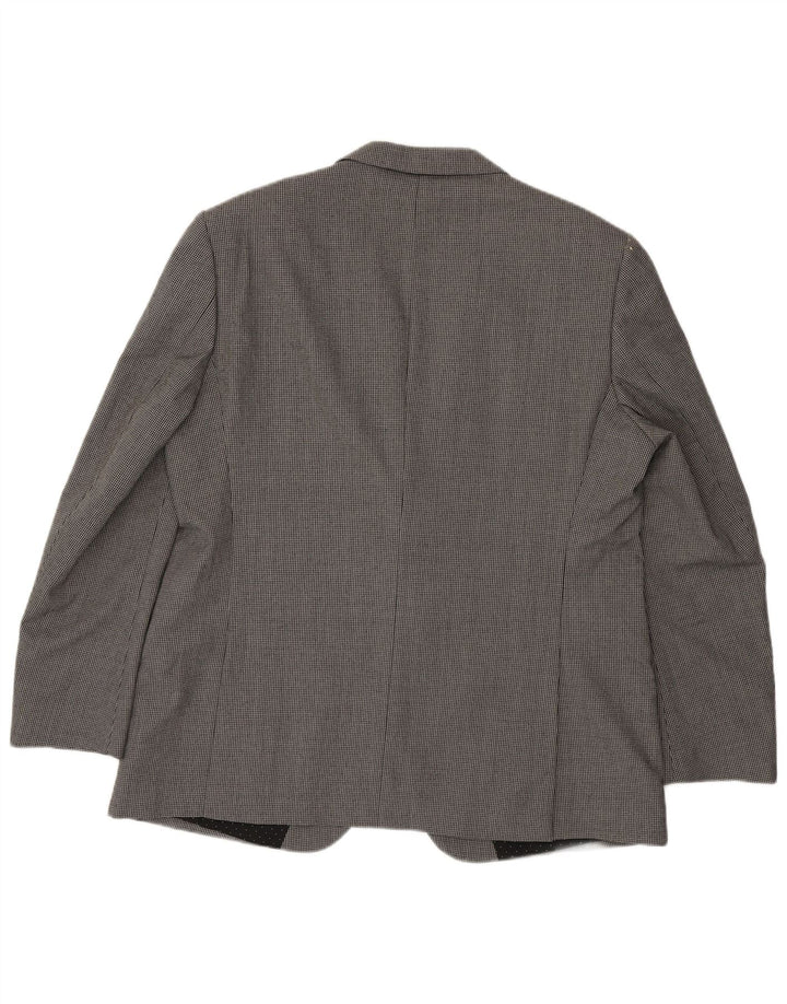 Marks & Spencer Mens 2 Button Blazer Jacket UK 46 3XL Grey Houndstooth Wool