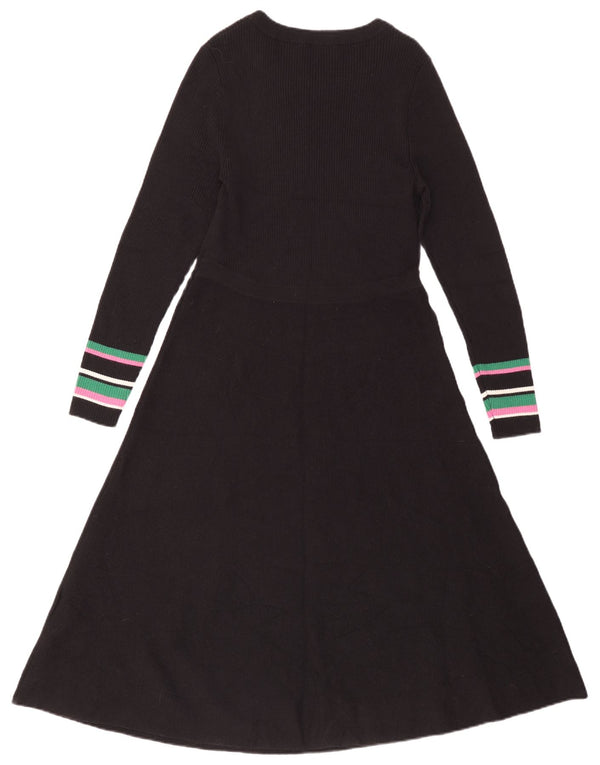 Hobbs Robe pull à manches longues pour femme UK 46 Grande laine mérinos rayée noire