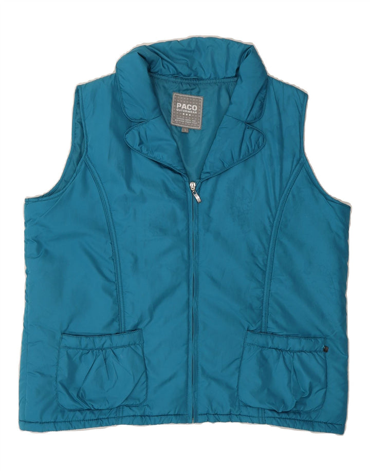 PACO Womens Padded Gilet UK 16 Large Blue Polyester Vintage Paco and Second-Hand Paco from Messina Hembry 